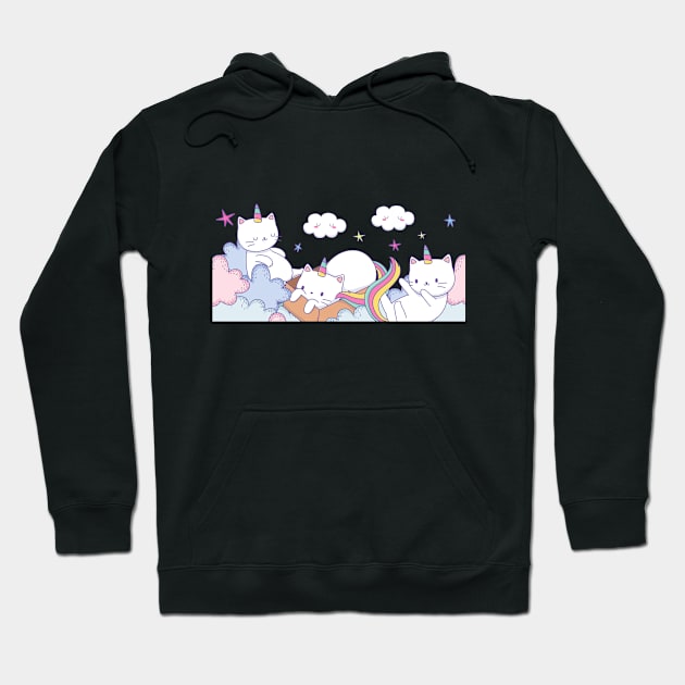 Unicorn Cats Hoodie by CatMarceline